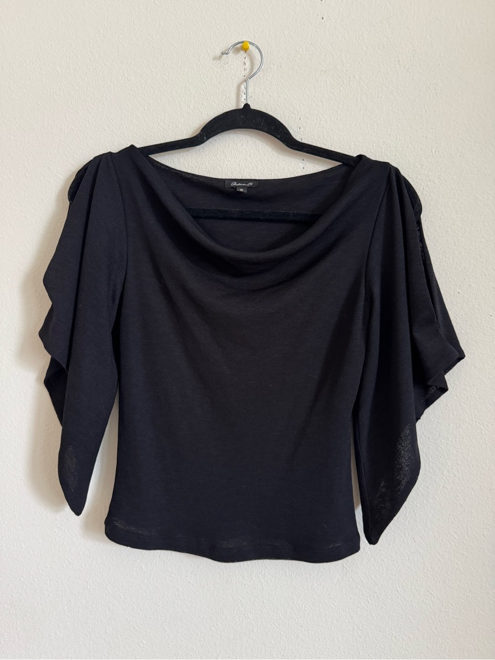 Vintage Y2K Arden B Black Butterfly Flutter Sleeve Blouse Top size M